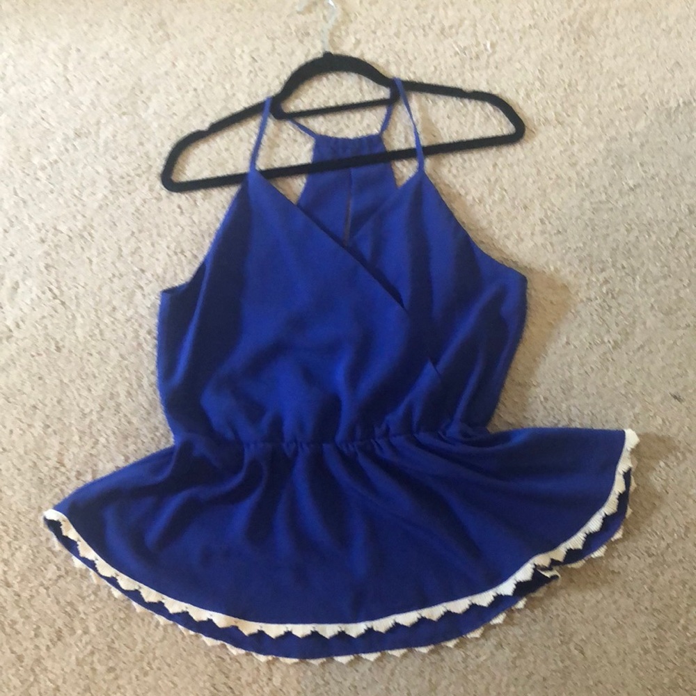 Blue camisole with lace detail